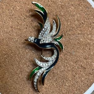 Bird Rhinestone Brooch, Vintage